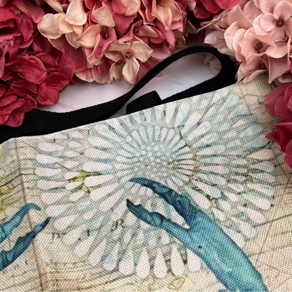 Eco-Friendly Nautical Blue Crab Folding Tote Bag - Picture 7 of 15